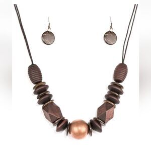 Paparazzi Grand Turks Getaway Brown Wood Necklace - New